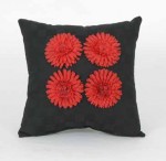 McKenzie Pillow - Black with Red Flowers by Glenna Jean